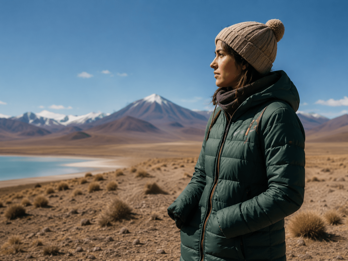 Mujer mirando el paisaje de la Puna. Imagen ilustrativa generada con IA
